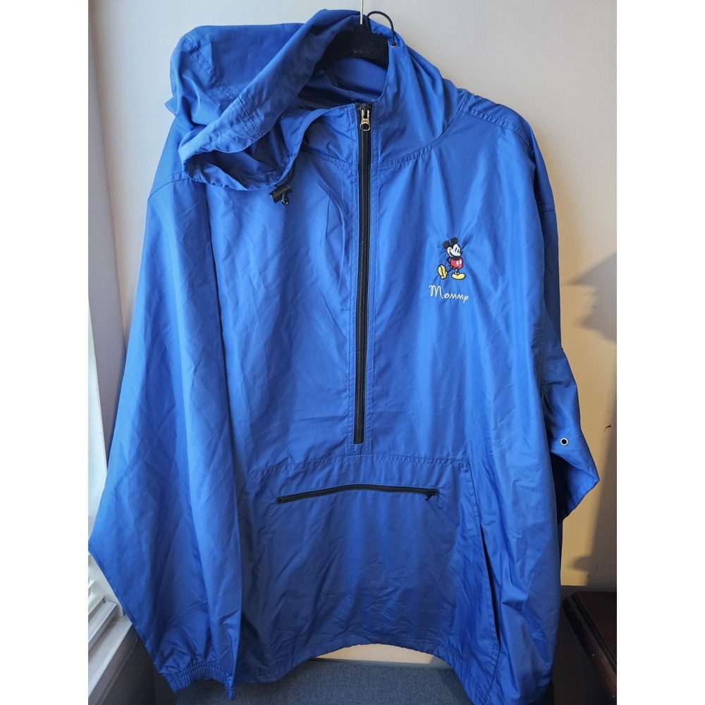 Disney Store Mickey Mouse "Mom" Blue Anorak Windbreaker Jacket XXL Half Zip